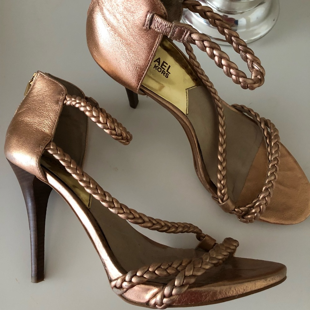 Michael Kors Rose Gold Strappy Heels Size 9